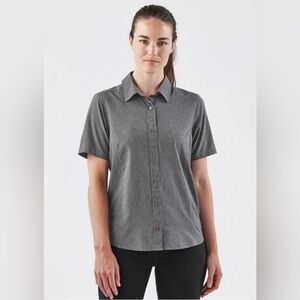 Stormtech NWT blouse, rayon poly blend, short sleeves, button front